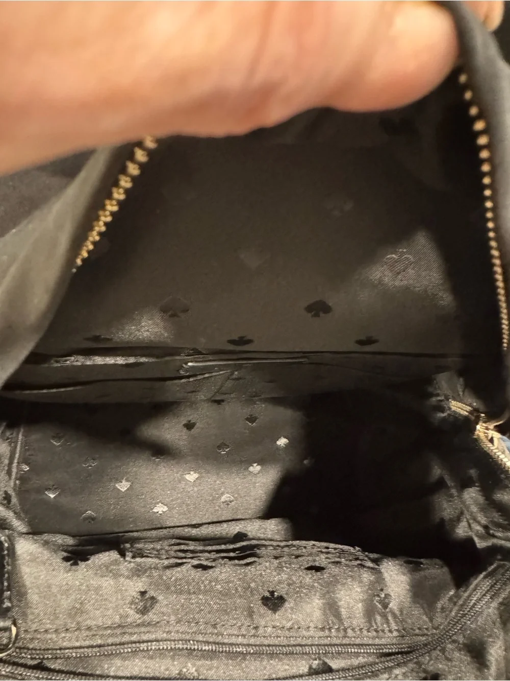 kate spade black nylon medium backpack with gold-tone logo